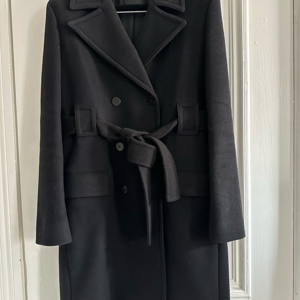 Theory Sz S Black Wool Blend Coat